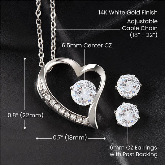 To My Soulmate | Forever Love Necklace | Cubic Zirconia Earring Set