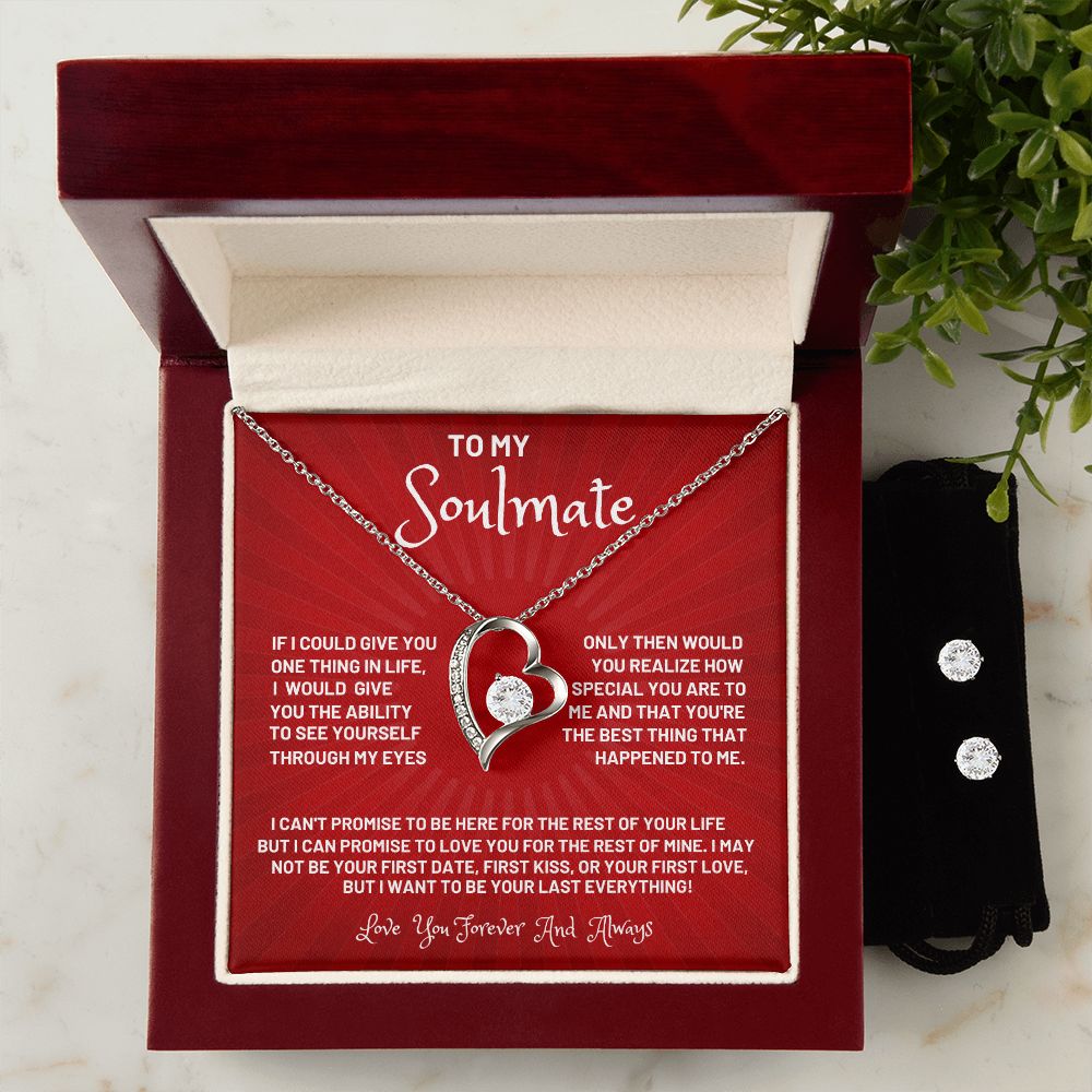 To My Soulmate | Forever Love Necklace | Cubic Zirconia Earring Set