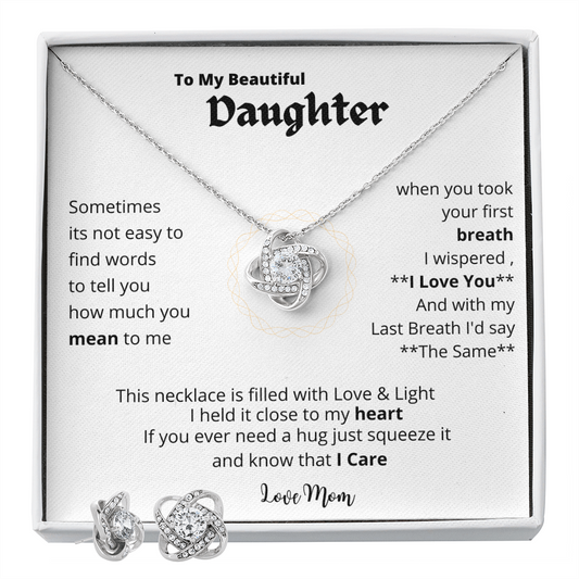 To My Beautiful Daughter | Love Knot Earring & Necklace Set!