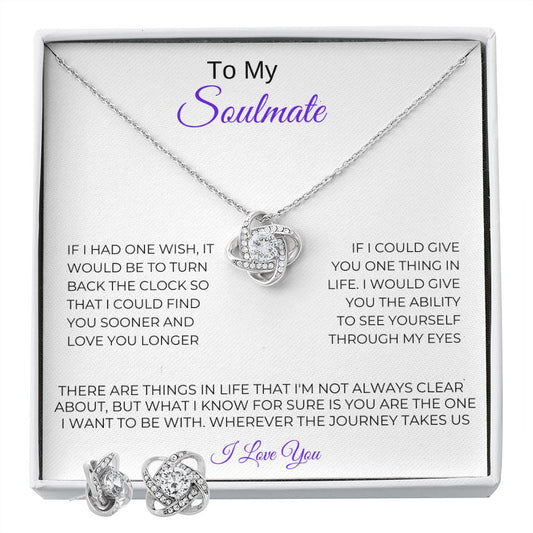To My Soulmate Purple | Love Knot Necklace Set