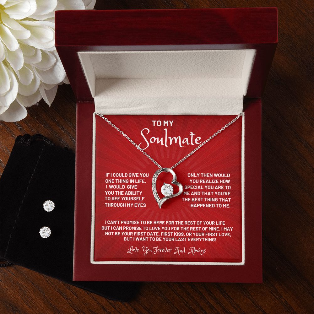 To My Soulmate | Forever Love Necklace | Cubic Zirconia Earring Set