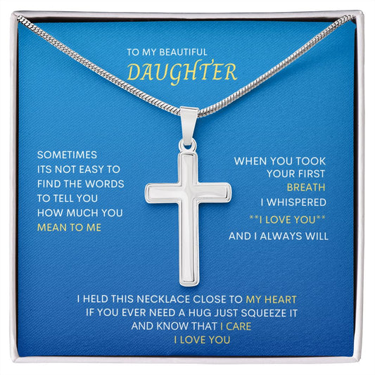 TO MY B DAUGHTER | STAINLESS STEEL CROSS